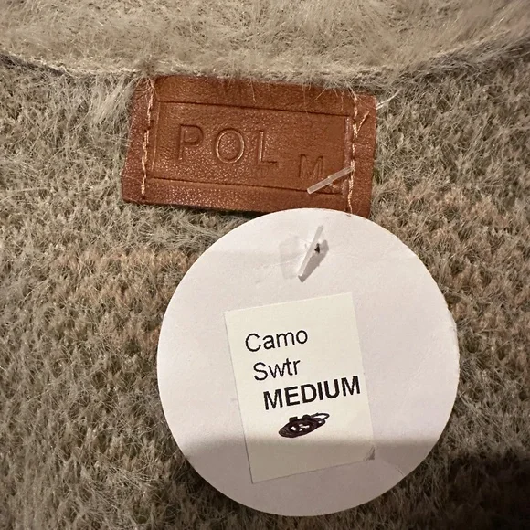 NWT POL Green Camo Military V Neck Mohair Sweater size Medium - Picture 3 of 5